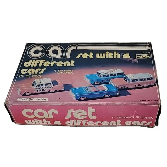 COLLECTIBLE Tin Friction  FORD & CHEVROLET EMERGENCY & TAXI Toy CAR SET MF-946 - Picture 5 of 9